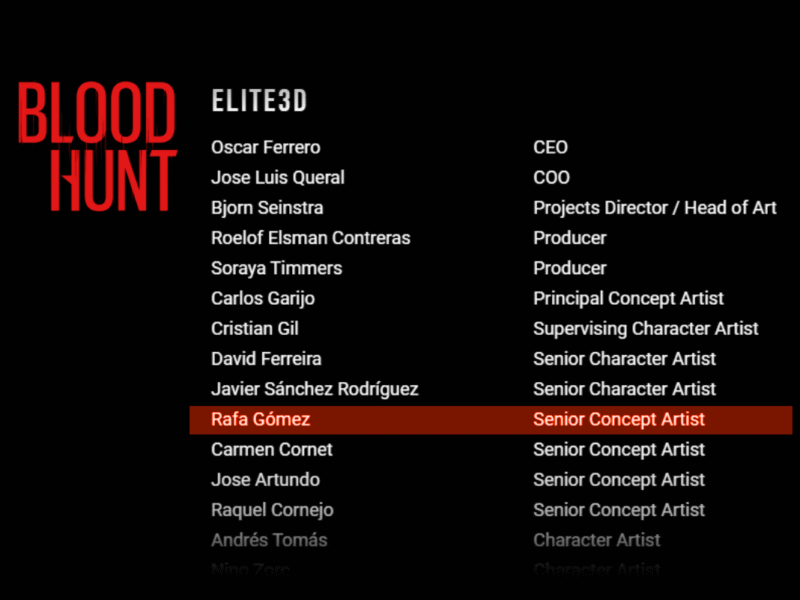 Créditos de Vampire: The Masquerade – Bloodhunt